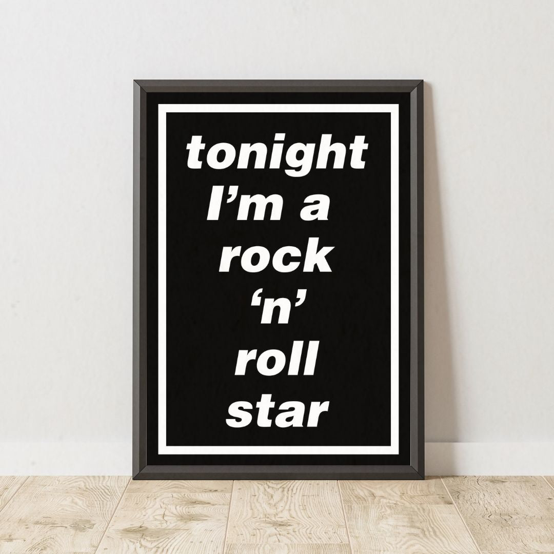 Oasis Lyric Poster - Tonight I'm A Rock 'N' Roll Star