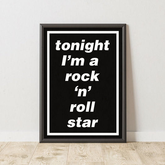 Oasis Lyric Poster - Tonight I'm A Rock 'N' Roll Star