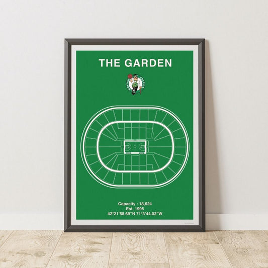 Boston Celtics Basketball Stadium Poster