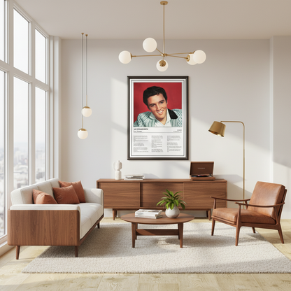 Vintage Elvis Presley lyrics wall art featuring the complete Jailhouse Rock song and iconic portrait.