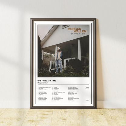 Morgan Wallen One Thing At A Time inspired album cover wall art print, premium unframed country music poster perfect for modern home and music room décor.
