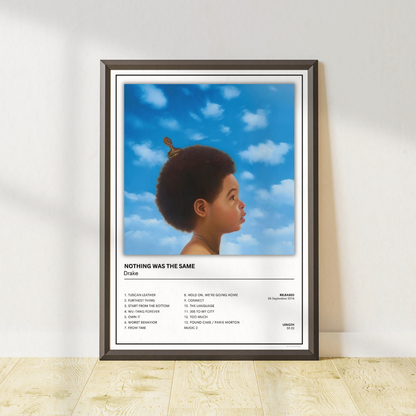 Drake Nothing Was The Same album cover print and modern music poster available in A5, A4 and A3 sizes. Part of a matching collection of 8 prints.