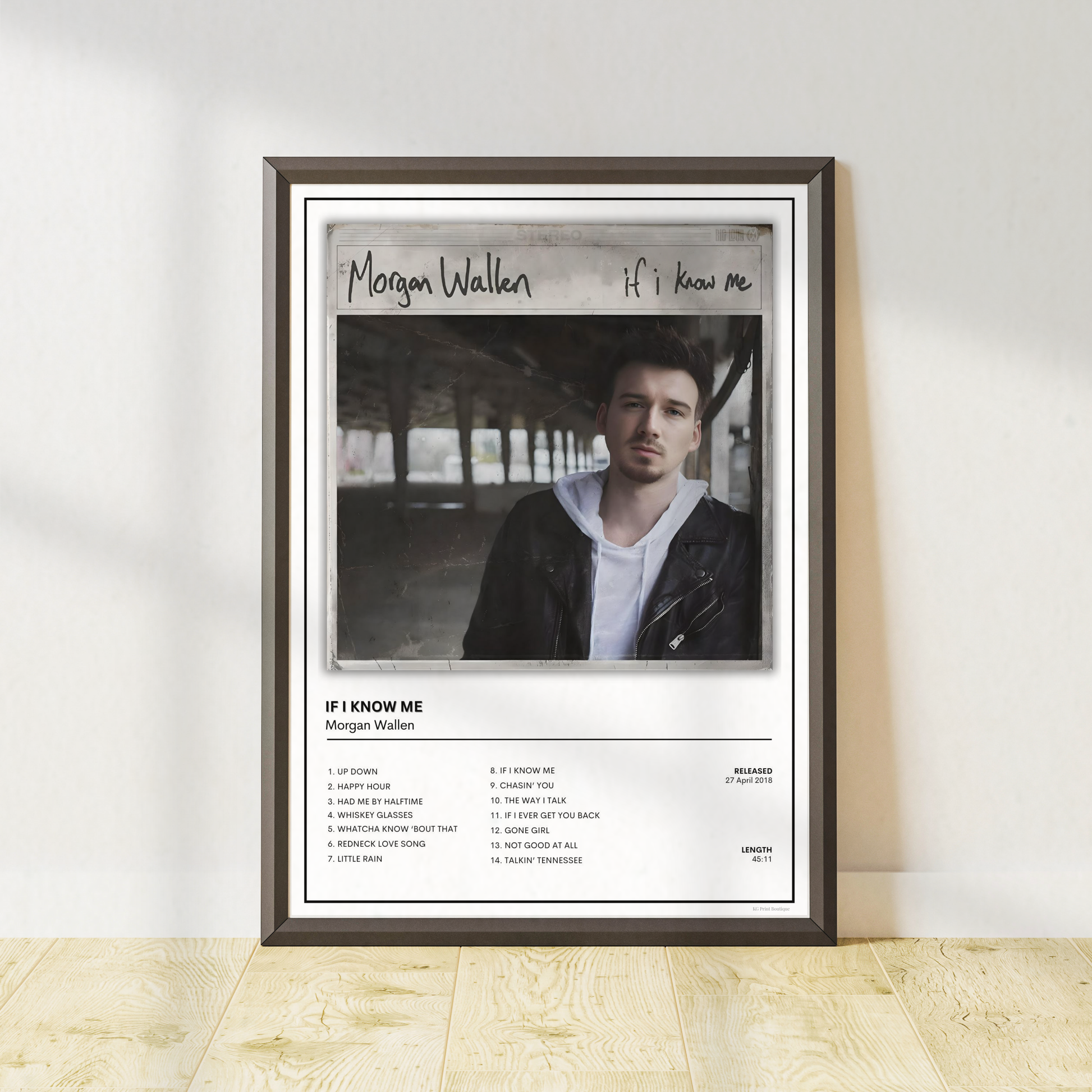 Morgan Wallen If I Know Me album cover inspired wall art print, premium unframed country music poster for bedrooms, music rooms and gallery walls.
