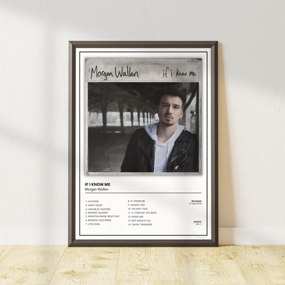 Morgan Wallen If I Know Me album cover inspired wall art print, premium unframed country music poster for bedrooms, music rooms and gallery walls.