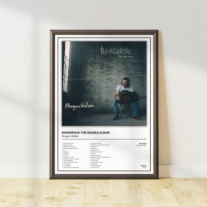 Morgan Wallen Dangerous: The Double Album inspired wall art print featuring the iconic album artwork, premium unframed country music poster for home décor.