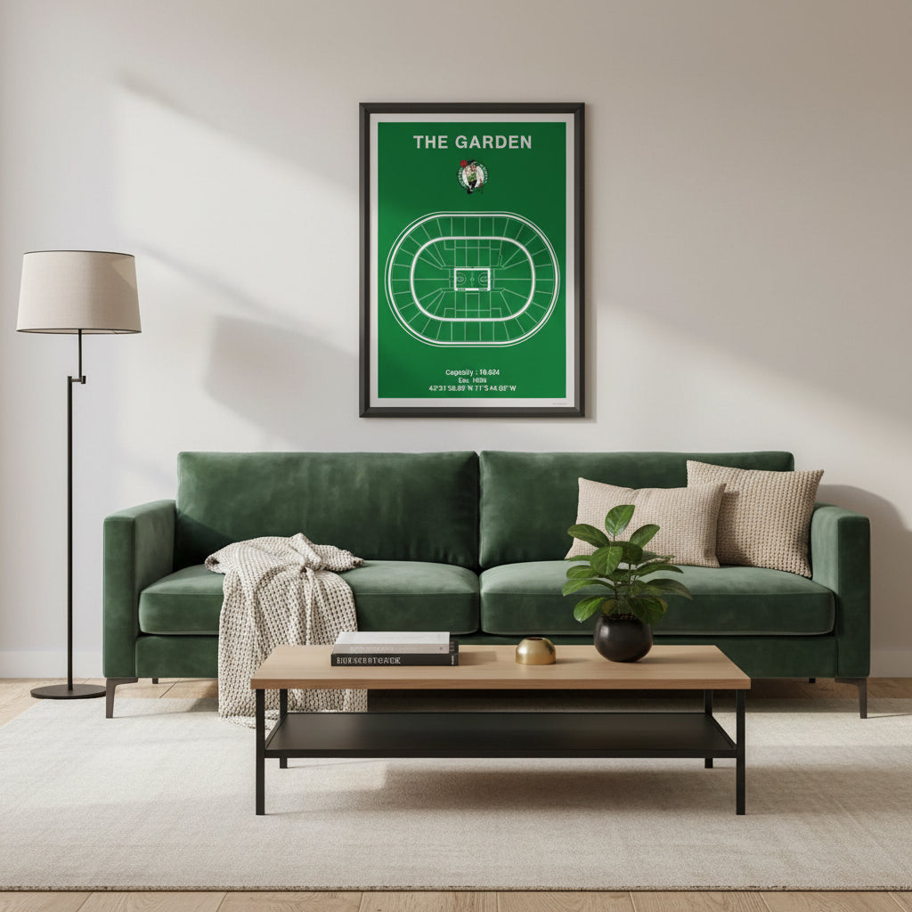 Boston Celtics Basketball Stadium Poster