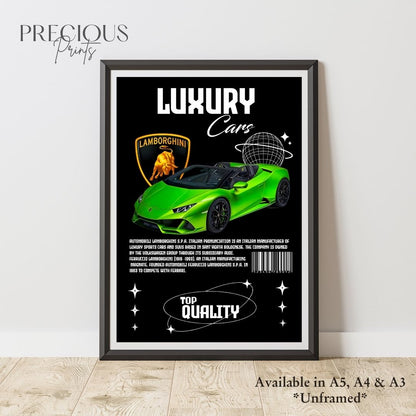Green Lamborghini Sports Car Poster