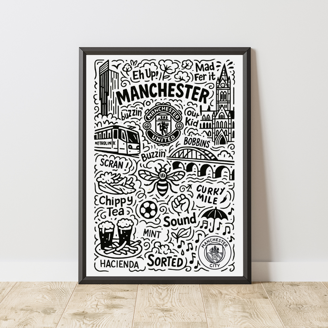 Manchester Doodle Art Print