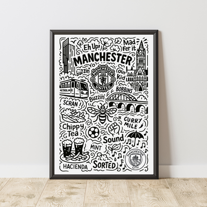 Manchester Doodle Art Print