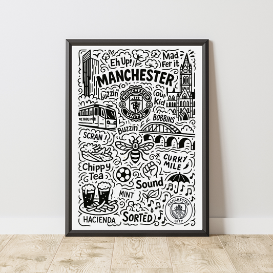 Manchester Doodle Art Print