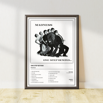 Madness One Step Beyond album print featuring the iconic debut album artwork, premium ska music wall art for music lovers and vinyl collectors.