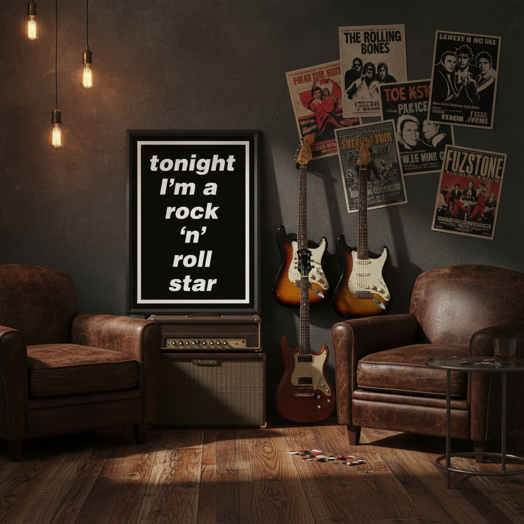 Oasis Lyric Poster - Tonight I'm A Rock 'N' Roll Star