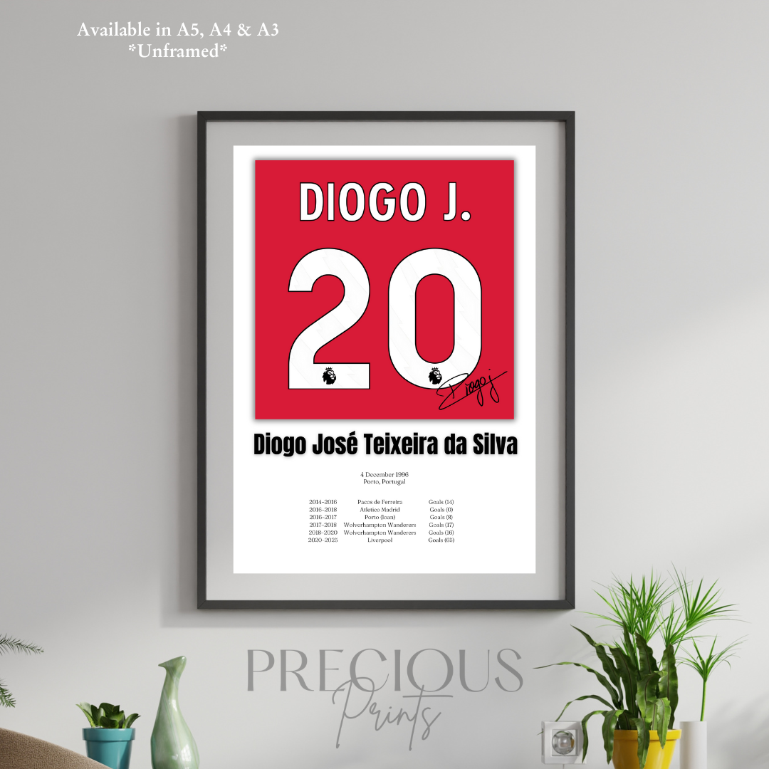 Diogo Jota Football Stats Print