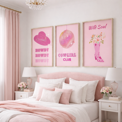 Set of 3 Cowgirl Preppy Posters