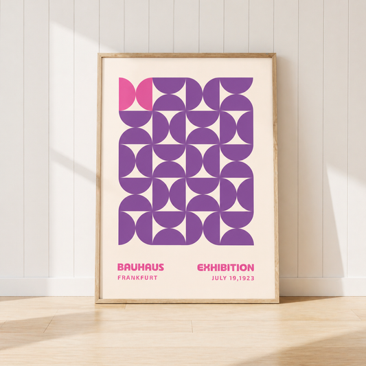 Purple Bauhaus Exhibition Print | Geometric Mid Century Modern Wall Art