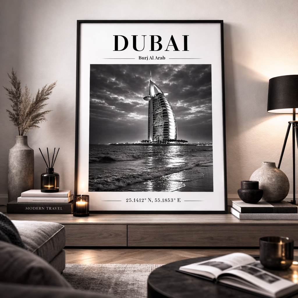Dubai Burj Al Arab Monochrome Poster