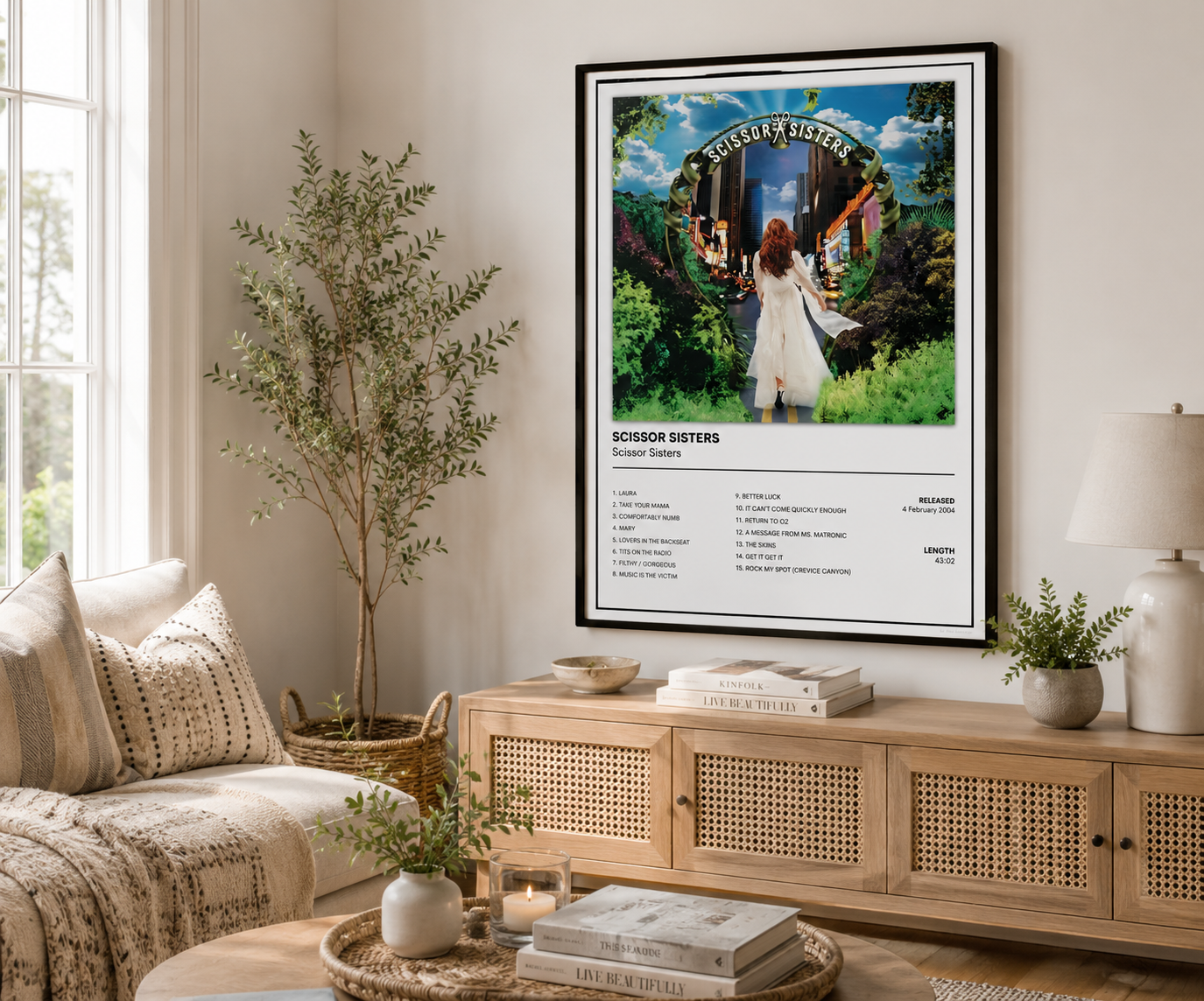 Modern Scissor Sisters music poster featuring the classic debut album artwork, ideal for homes, music rooms and stylish gallery walls.