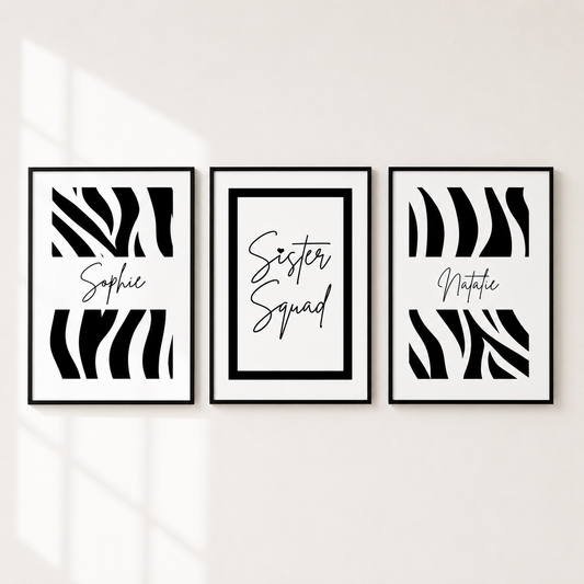 Personalised Sister Squad Wall Art Set