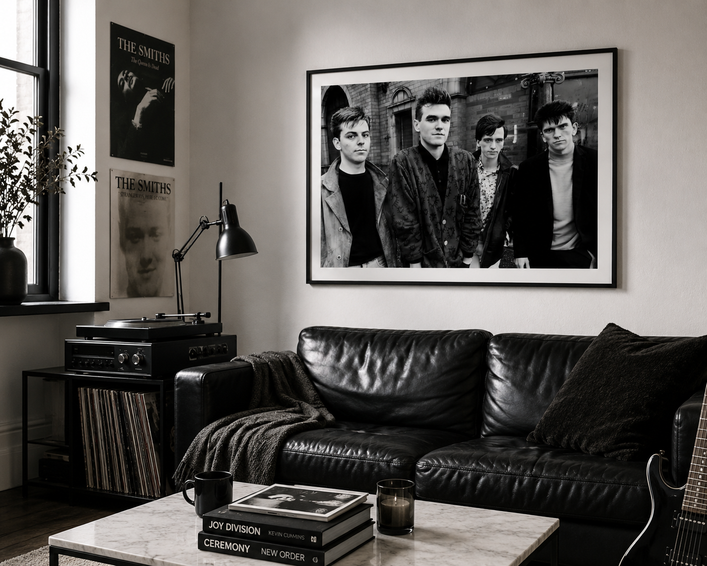 Minimalist monochrome The Smiths wall art perfect for indie music lovers and contemporary interiors.