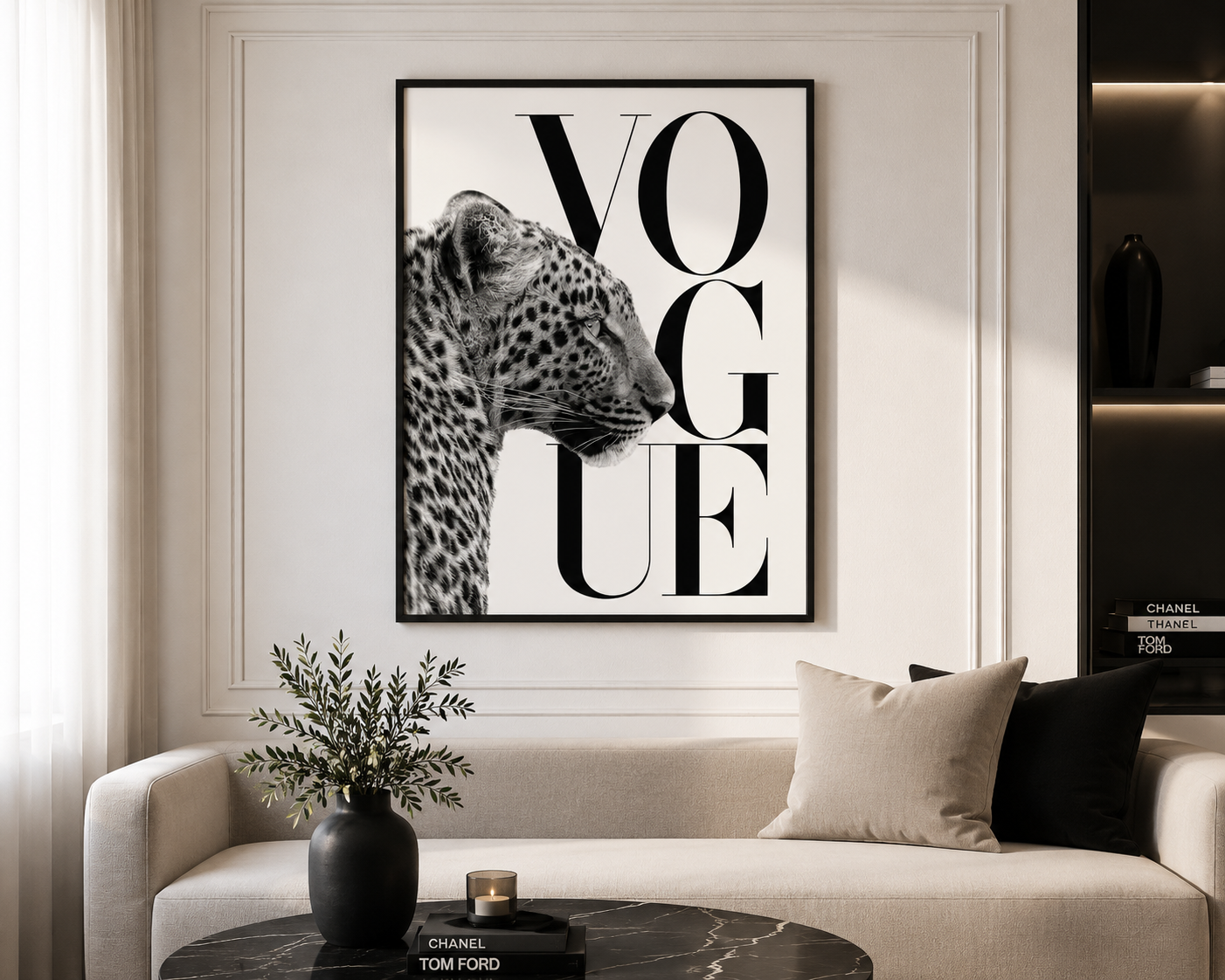 Leopard Vogue Wall Art Print | Luxury Fashion Monochrome Poster