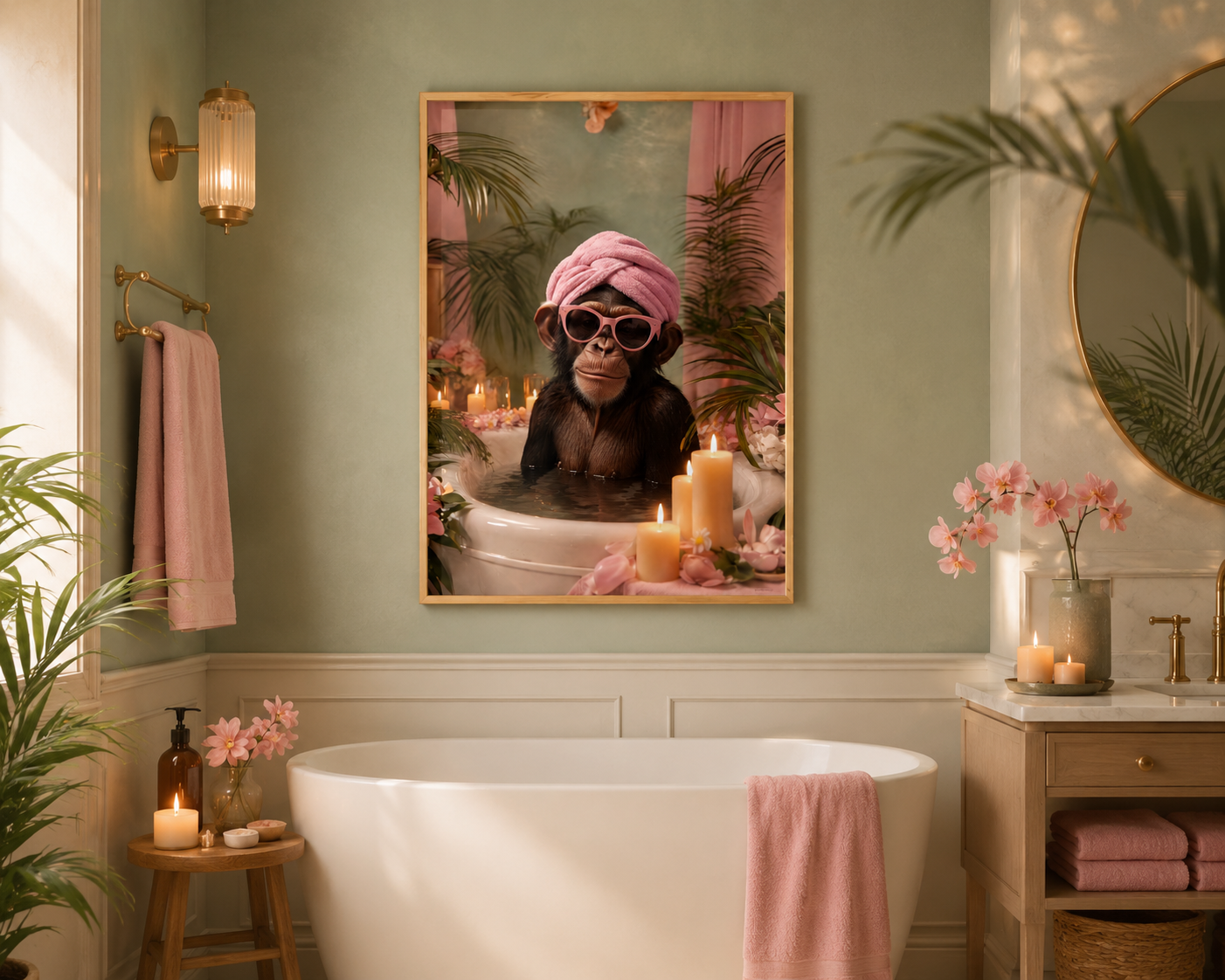 Chimp Spa Bathroom Wall Art Print