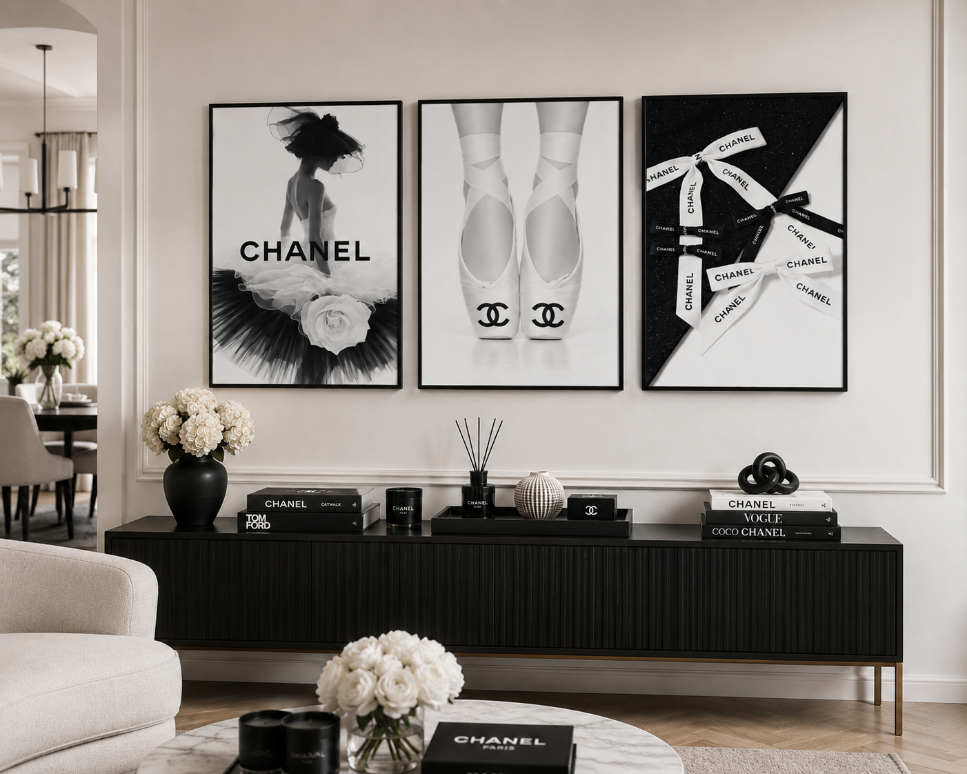 Luxury Fashion Wall Art Set | Monochrome Designer Prints