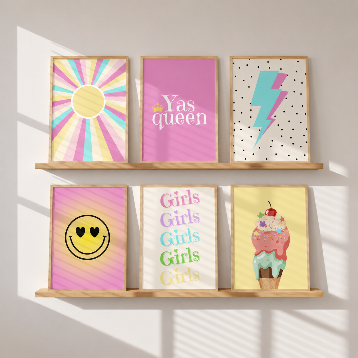 Pastel Preppy Wall Art Prints | Girly Retro Bedroom Poster Set