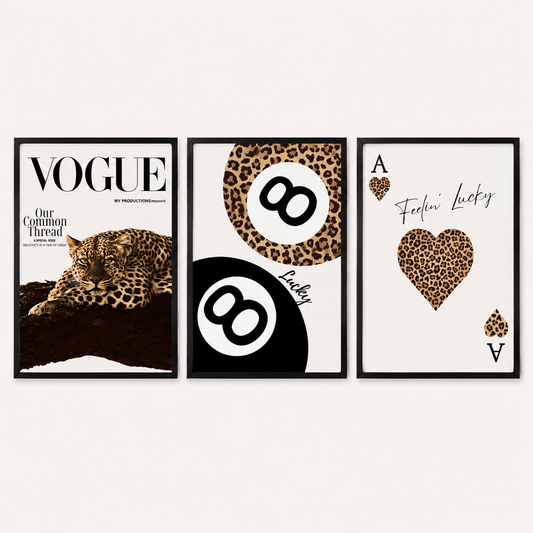 Luxury Leopard Wall Art Prints | Vogue Inspired Neutral Animal Decor | Leopard Wall Art