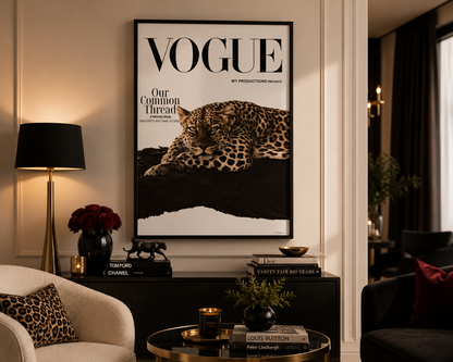 Luxury Leopard Vogue Wall Art | Fashion Animal Print Poster | Modern Glam Decor