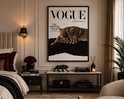 Luxury Leopard Vogue Wall Art | Fashion Animal Print Poster | Modern Glam Decor