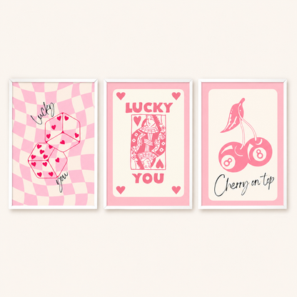 Pink Coquette Wall Art Set of 3 | Lucky Cherry Prints