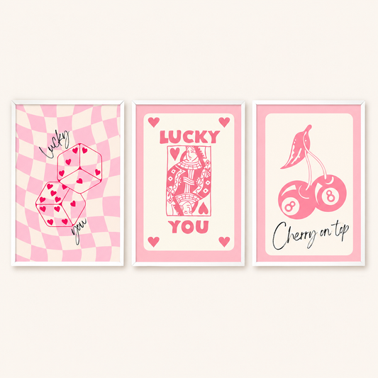 Pink Coquette Wall Art Set of 3 | Lucky Cherry Prints