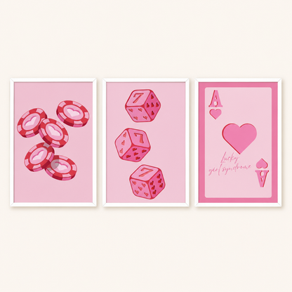 Lucky Girl Syndrome Wall Art Set of 3 | Pink Coquette Prints