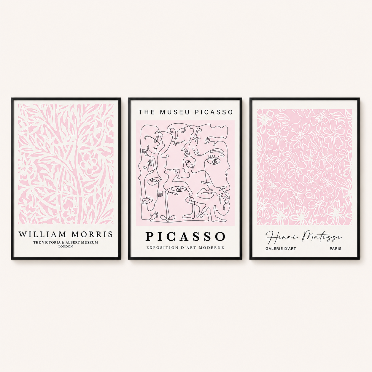 Pink Gallery Wall Prints Set of 3 | Matisse Picasso Wall Art