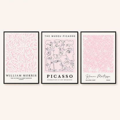 Pink Gallery Wall Prints Set of 3 | Matisse Picasso Wall Art