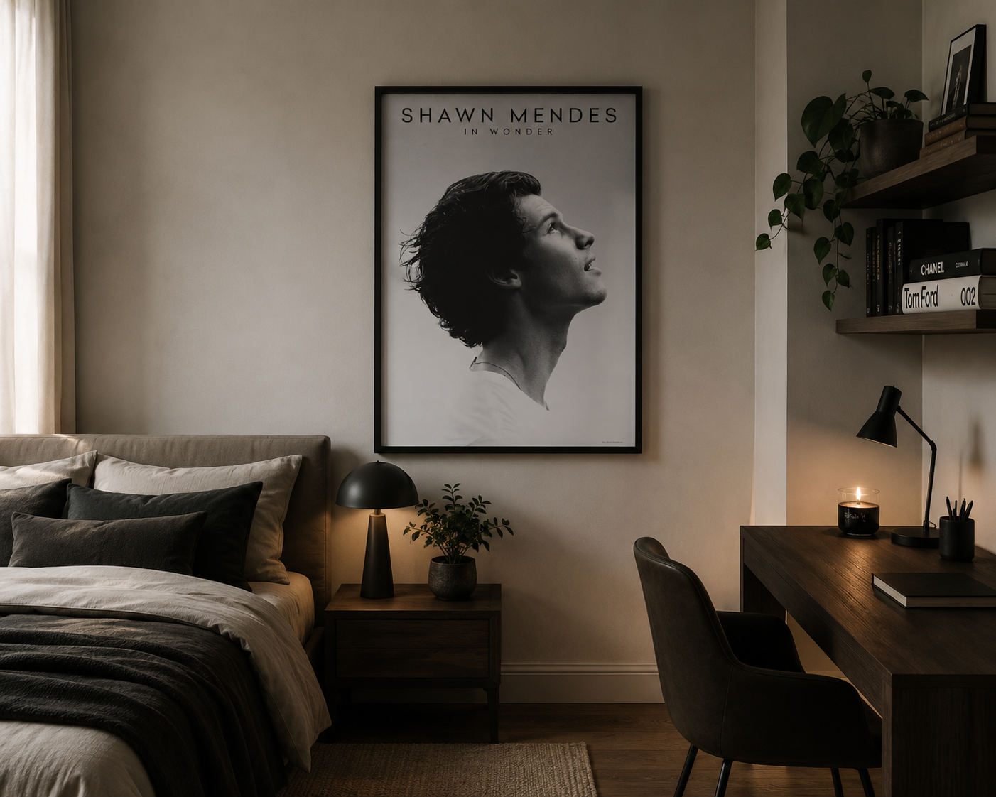 Shawn Mendes Wonder Poster Print | Black White Music Wall Art
