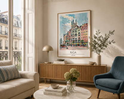 Riga Latvia Travel Poster | Scandinavian City Wall Art Print