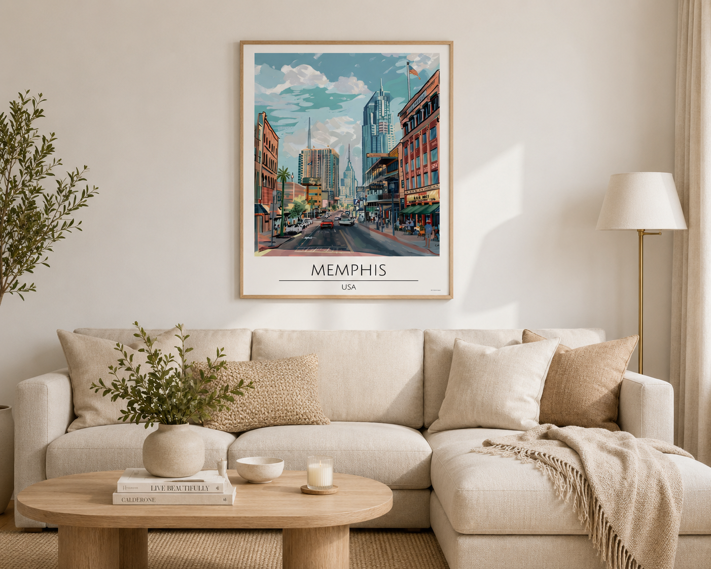 Memphis USA Travel Poster Print | Neutral City Wall Art | Modern Travel Decor