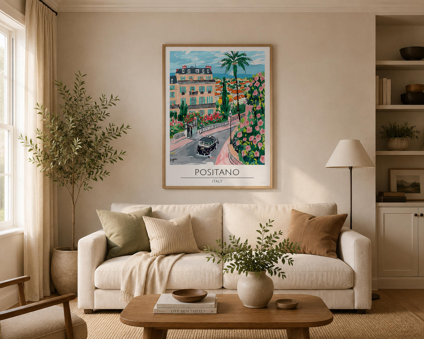 Positano Italy Travel Print | Amalfi Coast Mediterranean Wall Art