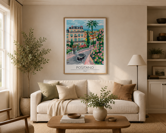 Positano Italy Travel Print | Amalfi Coast Mediterranean Wall Art