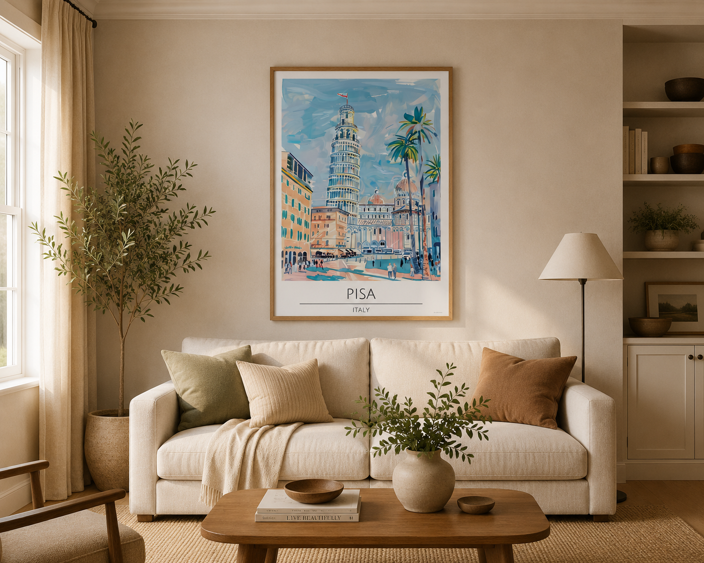 Pisa Italy Travel Print | Leaning Tower Mediterranean Wall Art