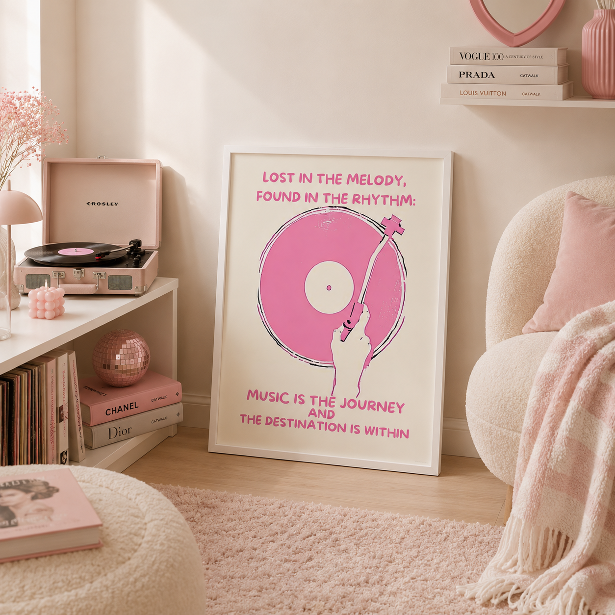 Pink Music Wall Art Print | Feminine Vinyl Record Poster