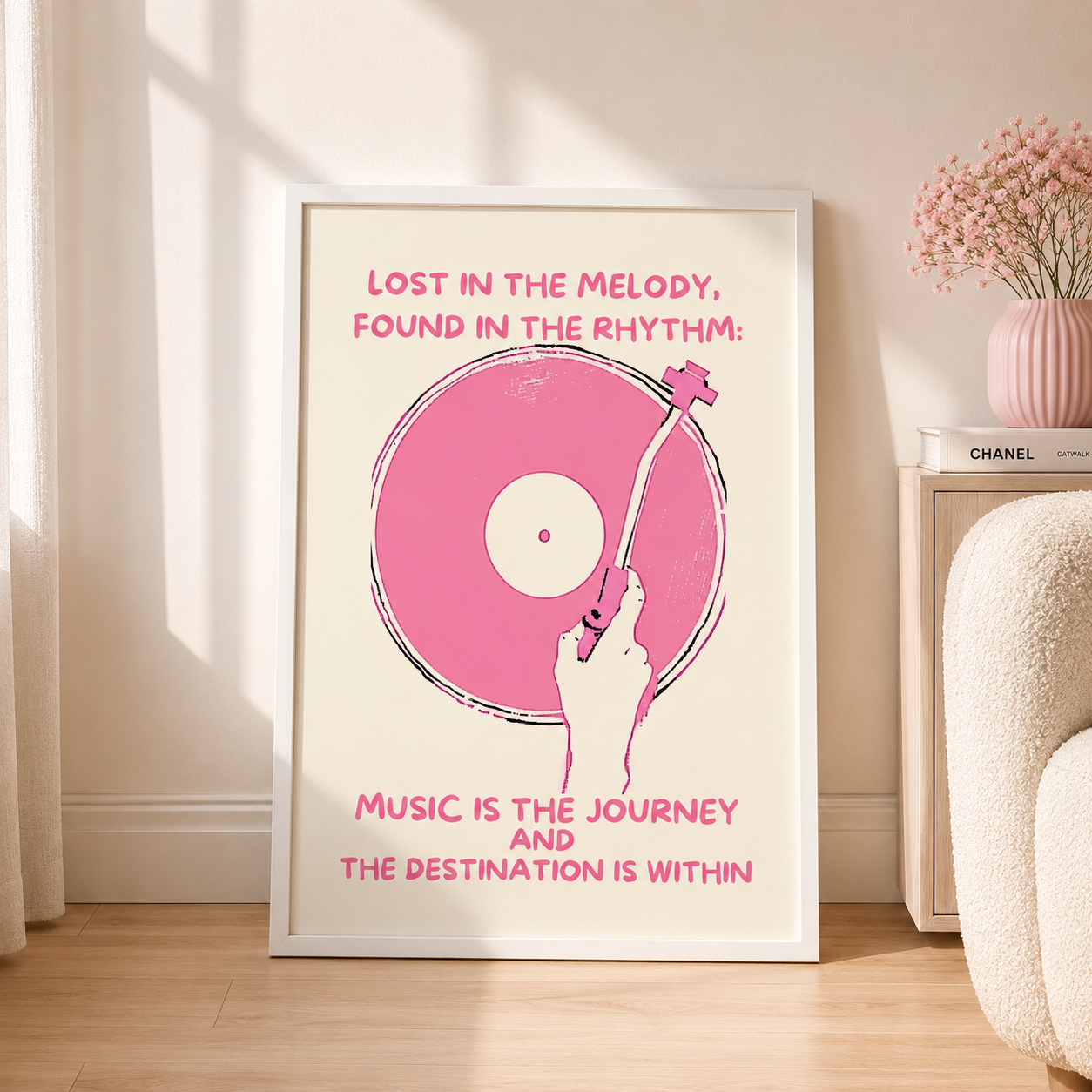 Pink Music Wall Art Print | Feminine Vinyl Record Poster