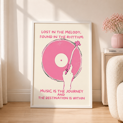Pink Music Wall Art Print | Feminine Vinyl Record Poster