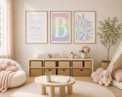 Personalised Pastel Nursery Prints Set of 3 | Girls Bedroom Wall Art