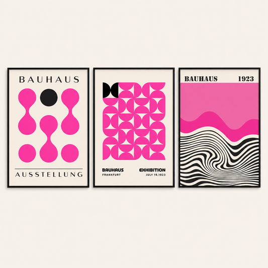 Set of 3 Pink Bauhaus Prints
