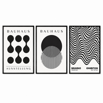 Set of 3 Black & White Bauhaus Prints