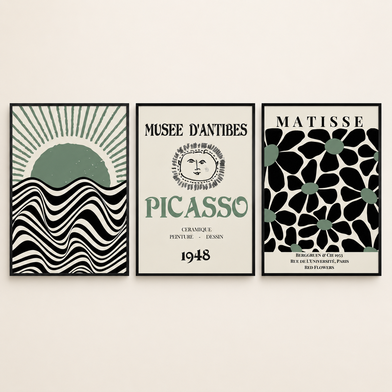 Set of 3 Bauhaus Matisse Picasso Prints