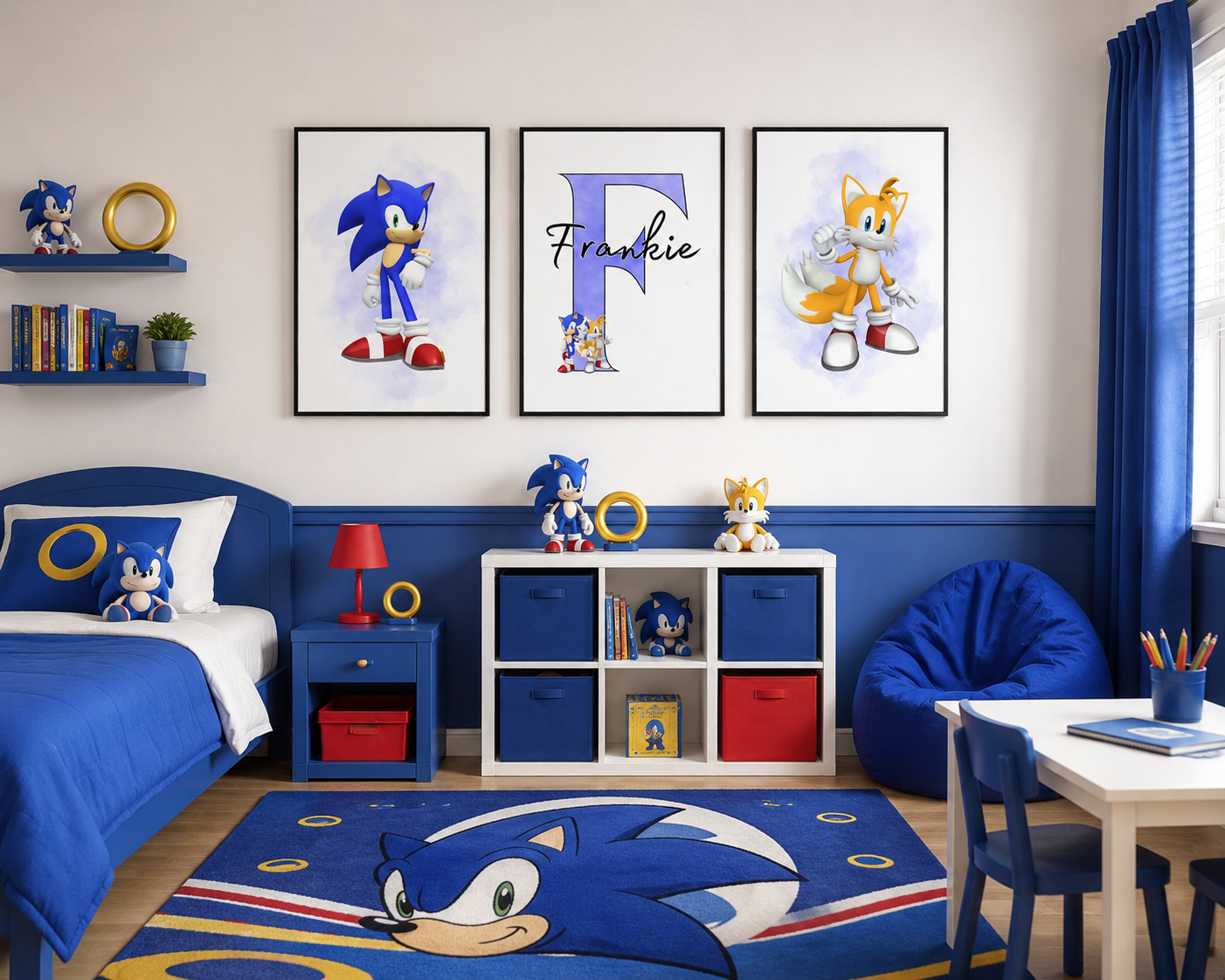 Set of 3 Personalised Sonic and Tails Print