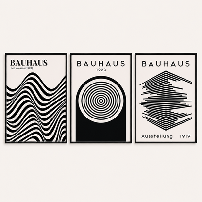Set of 3 Black Bauhaus Prints